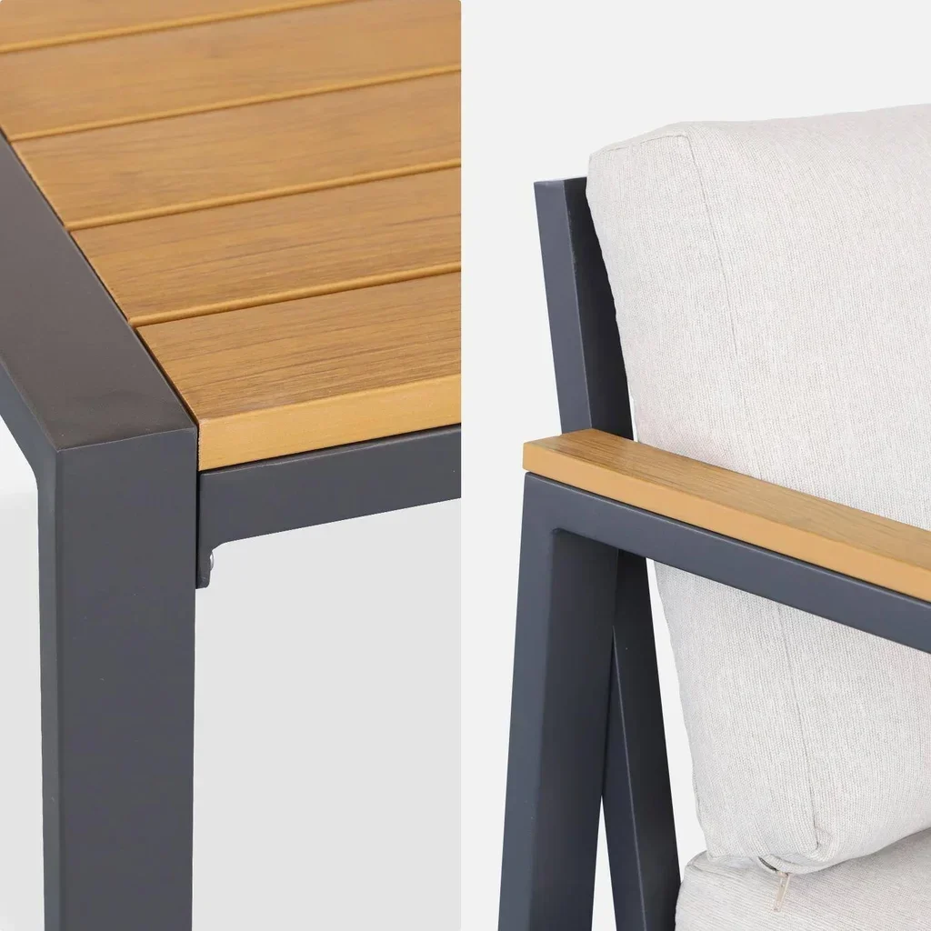 Set giardino alluminio polywood 4 posti Casoria con cuscini