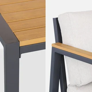 Set giardino alluminio polywood 4 posti Casoria con cuscini