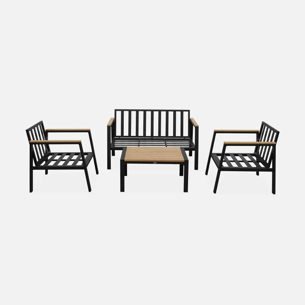 Salotto da giardino alluminio polywood 4 posti Casoria set tavolo sedie esterno