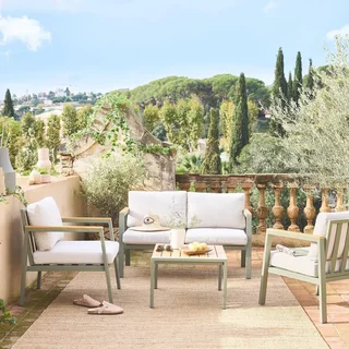Salotto da giardino alluminio polywood 4 posti Casoria set tavolo sedie esterno