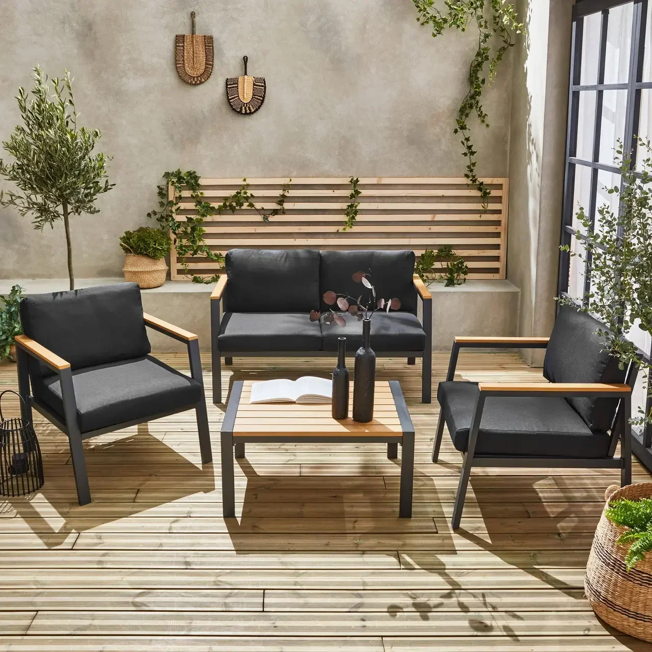 Salon de jardin aluminium polywood 4 places Casoria