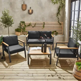 Salotto da giardino alluminio polywood 4 posti Casoria set tavolo sedie esterno
