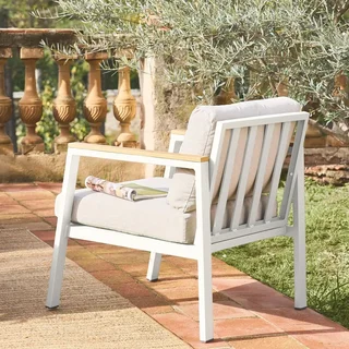 Set da Giardino Alluminio Polywood 4 Posti Casoria con Cuscini Comodi