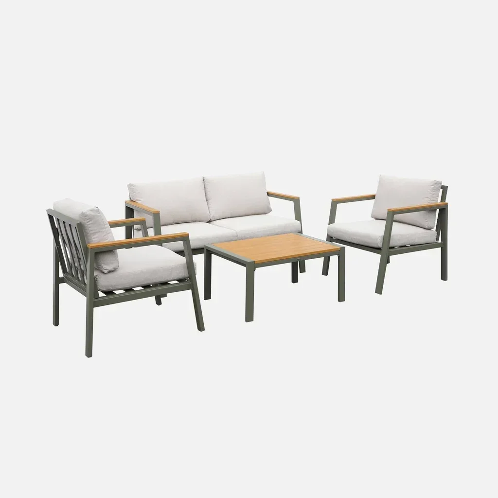 Salotto da giardino alluminio polywood 4 posti Casoria set tavolo sedie esterno