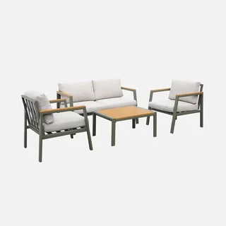 Salotto da giardino alluminio polywood 4 posti Casoria set tavolo sedie esterno