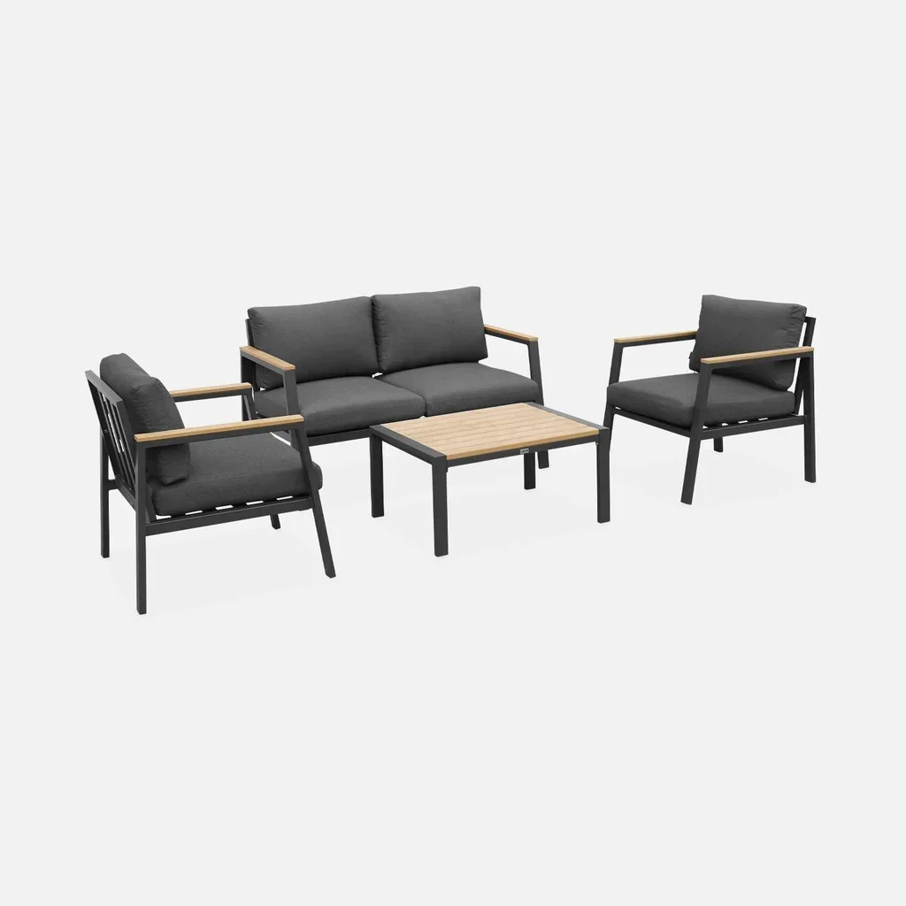 Salotto da giardino alluminio polywood 4 posti Casoria set tavolo sedie esterno