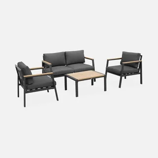 Salotto da giardino alluminio polywood 4 posti Casoria set tavolo sedie esterno