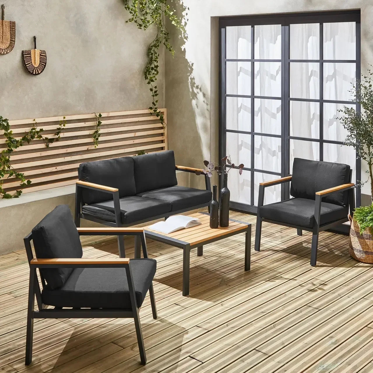 Salon de jardin aluminium polywood 4 places Casoria