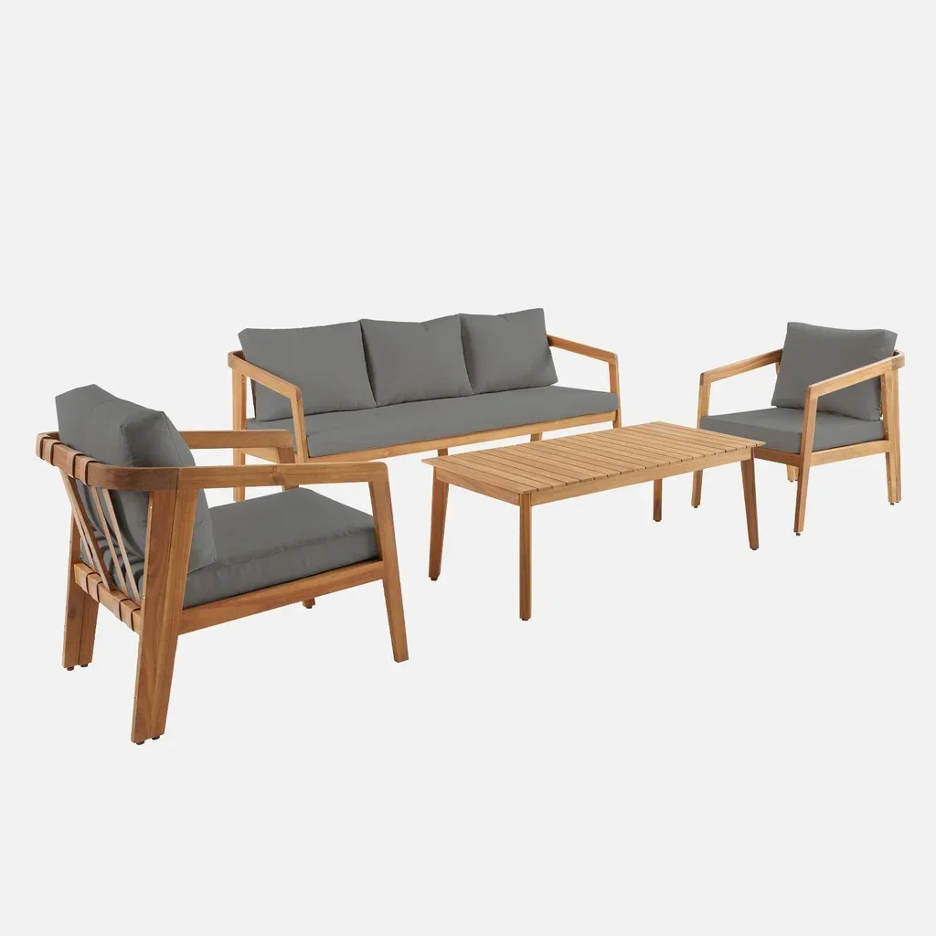 Salon de jardin 5 places bois acacia vintage Loberia