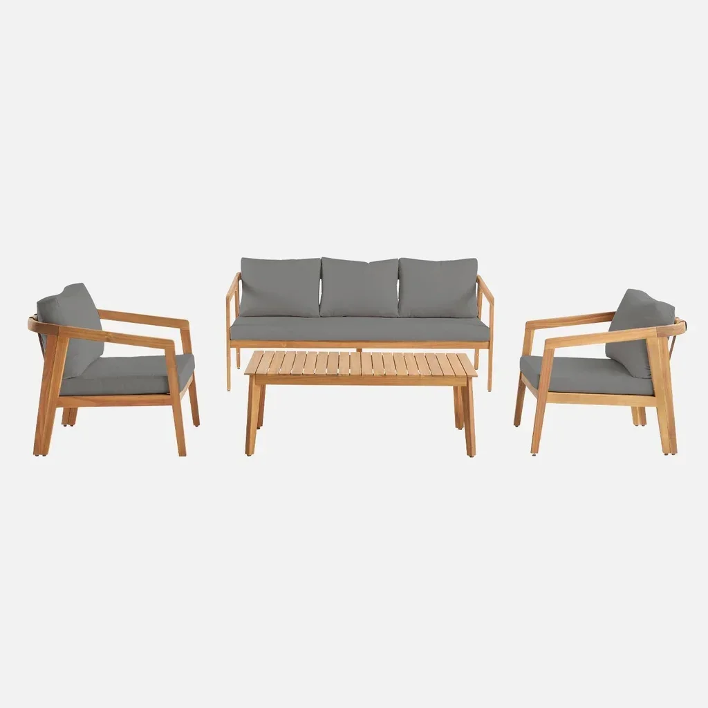 Salon de jardin 5 places bois acacia vintage Loberia