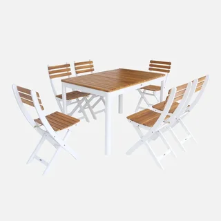 Gartentisch Set 120 cm mit 6 Klappstühlen Akazienholz Senora Calena