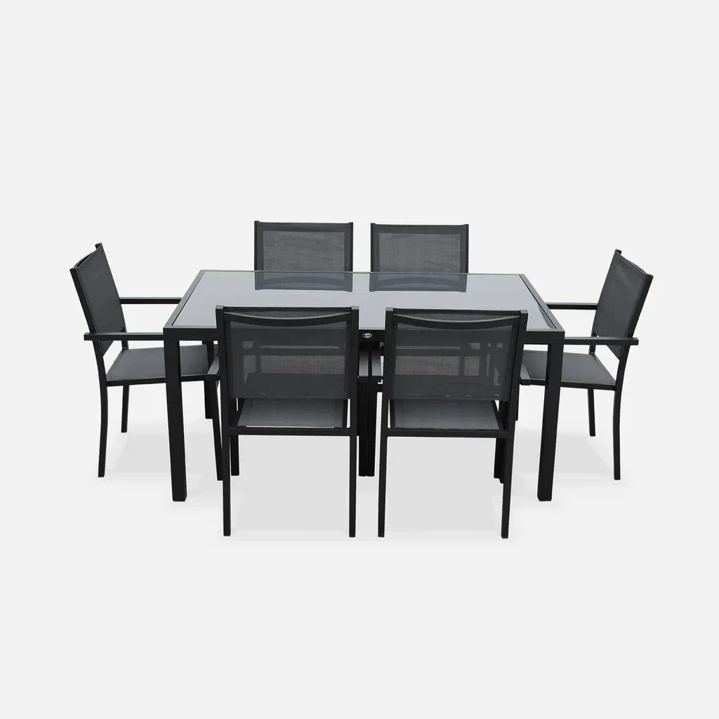 Conjunto Mesa 6 Cadeiras Jardim Alumínio Capua Design Moderno