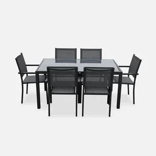 Conjunto Mesa 6 Cadeiras Jardim Alumínio Capua Design Moderno