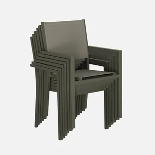 Conjunto jardim mesa 6 cadeirões alumínio textilene Capua empilhável