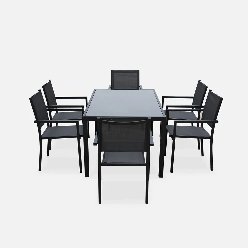 Conjunto Mesa 6 Cadeiras Jardim Alumínio Capua Design Moderno