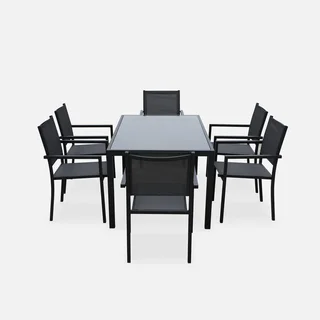 Conjunto Mesa 6 Cadeiras Jardim Alumínio Capua Design Moderno
