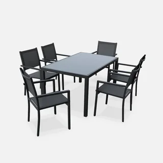 Conjunto Mesa 6 Cadeiras Jardim Alumínio Capua Design Moderno