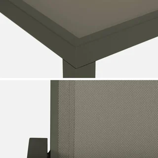 Conjunto jardim mesa 6 cadeirões alumínio textilene Capua empilhável