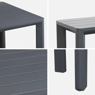 Ensemble table bancs jardin aluminium 3 pièces design moderne 8 places