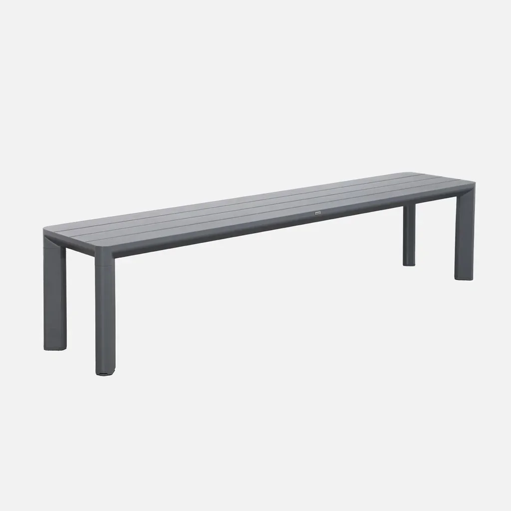 Ensemble table bancs jardin aluminium 3 pièces design moderne 8 places