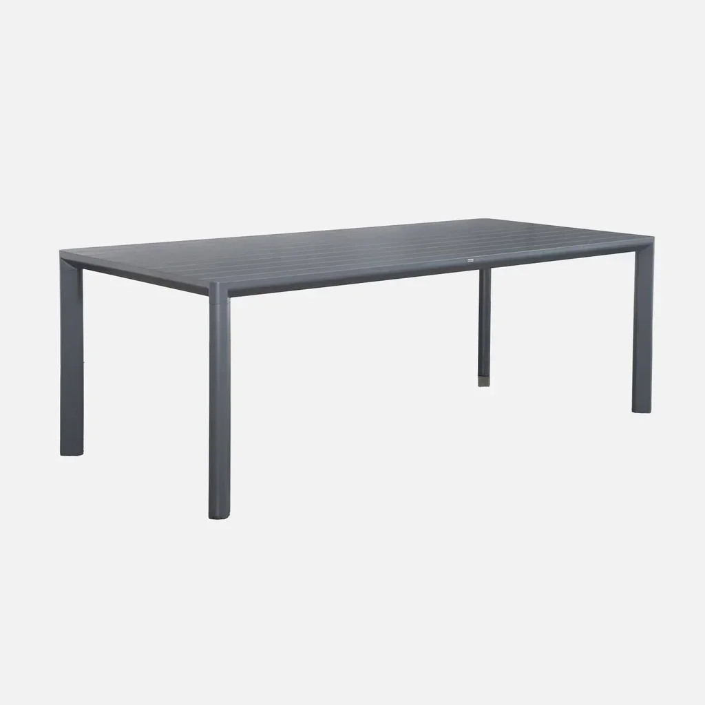 Ensemble table bancs jardin aluminium 3 pièces design moderne 8 places
