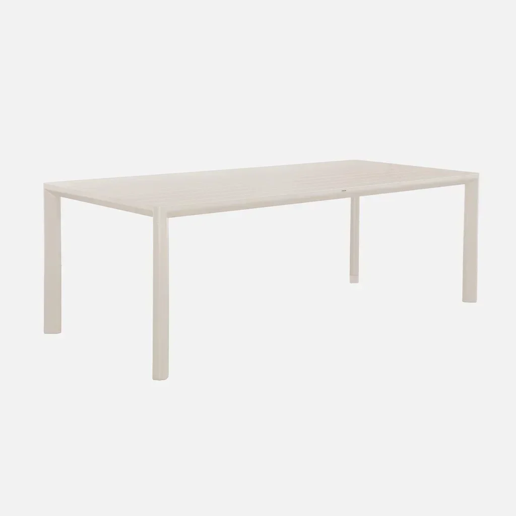 Ensemble table bancs jardin aluminium 8 places moderne
