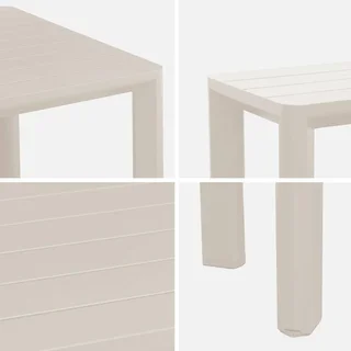 Ensemble table bancs jardin aluminium 8 places moderne