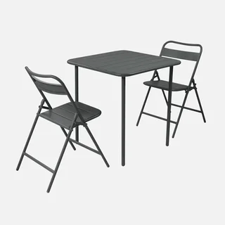 Ensemble table et 2 chaises de jardin métal Amélia pliantes