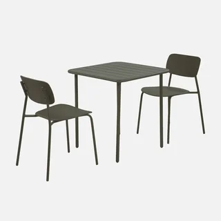 Ensemble table bistrot Amélia et 2 chaises Liva métal jardin 2 places