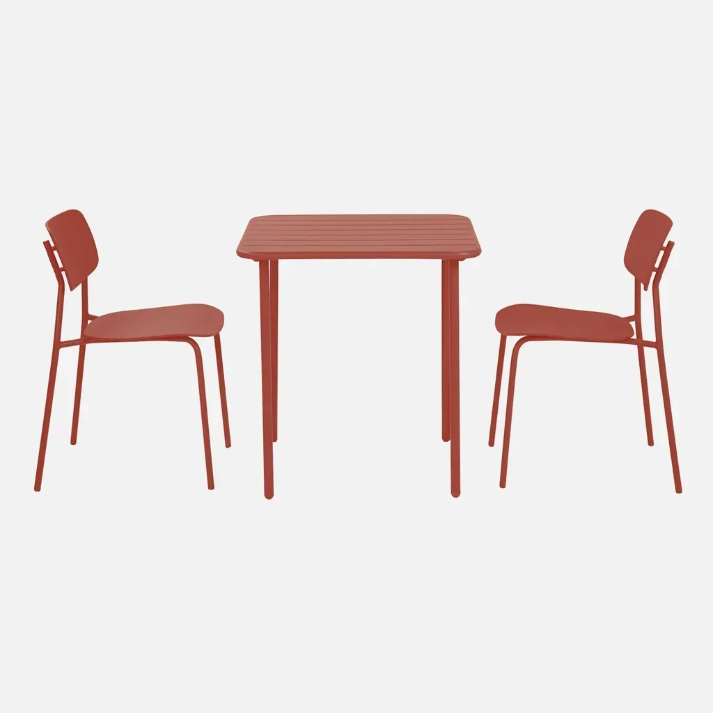 Ensemble table et chaises de jardin métal 2 places Amélia Liva extérieur