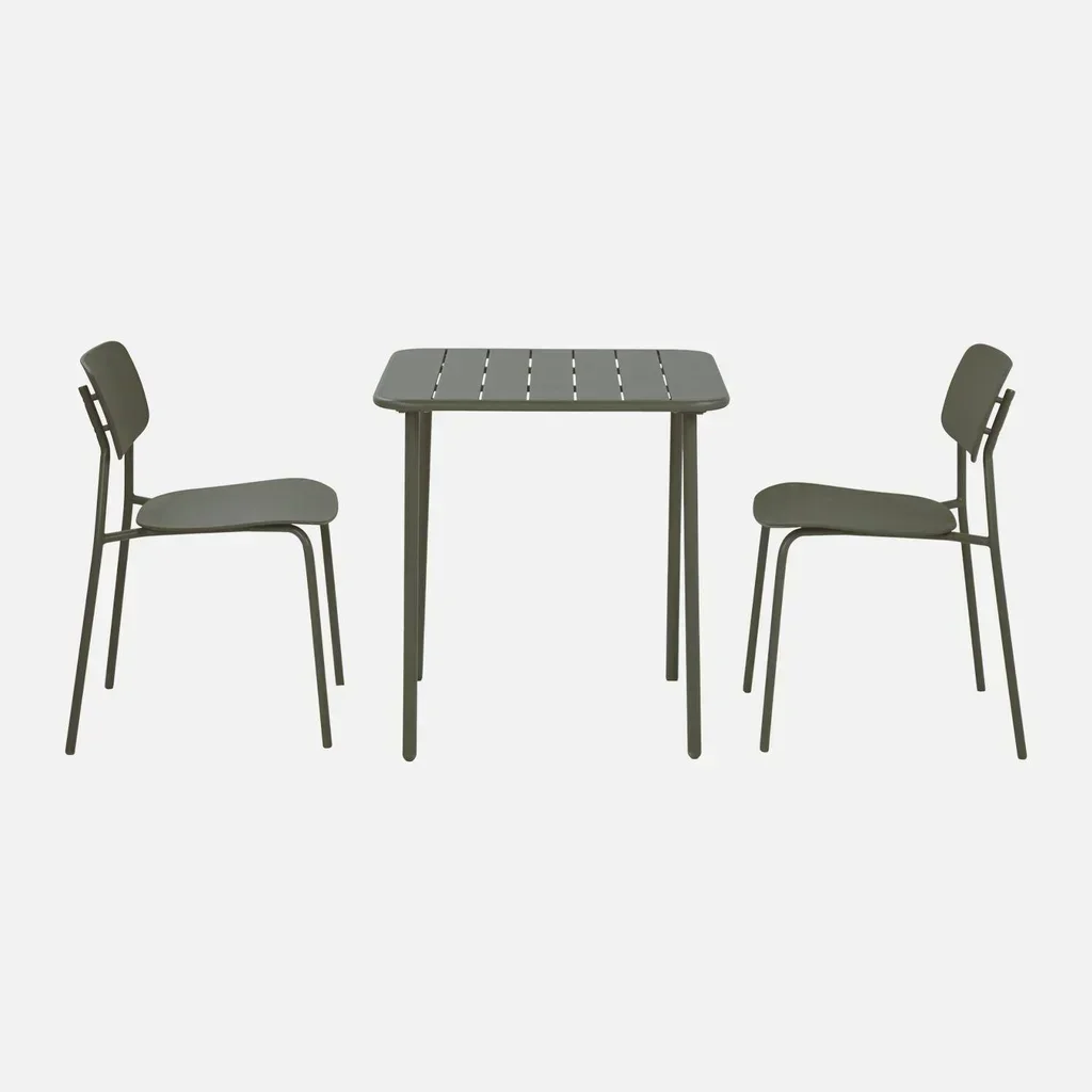 Ensemble table bistrot Amélia et 2 chaises Liva métal jardin 2 places
