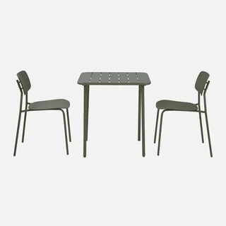 Ensemble table bistrot Amélia et 2 chaises Liva métal jardin 2 places