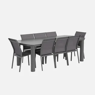 8-Seater Aluminium Garden Dining Set Zaro Buffalo with Textilene Chairs
