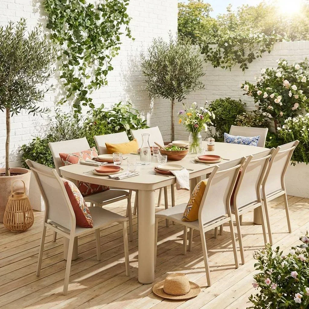 Aluminum Garden Dining Set 8 Seater Zaro Buffalo Patio Furniture Outdoor Table