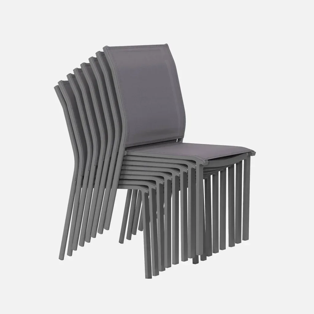 8-Seater Aluminium Garden Dining Set Zaro Buffalo with Textilene Chairs