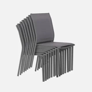 8-Seater Aluminium Garden Dining Set Zaro Buffalo with Textilene Chairs