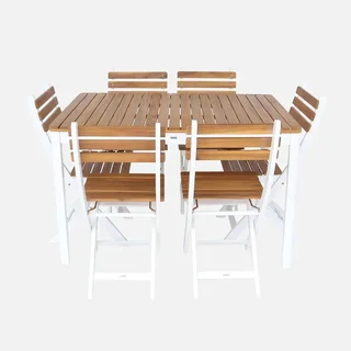 Ensemble table jardin acacia 160 cm 8 places extérieur