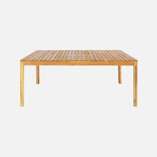 Ensemble table jardin bois acacia 160 cm 8 places coins arrondis extérieur