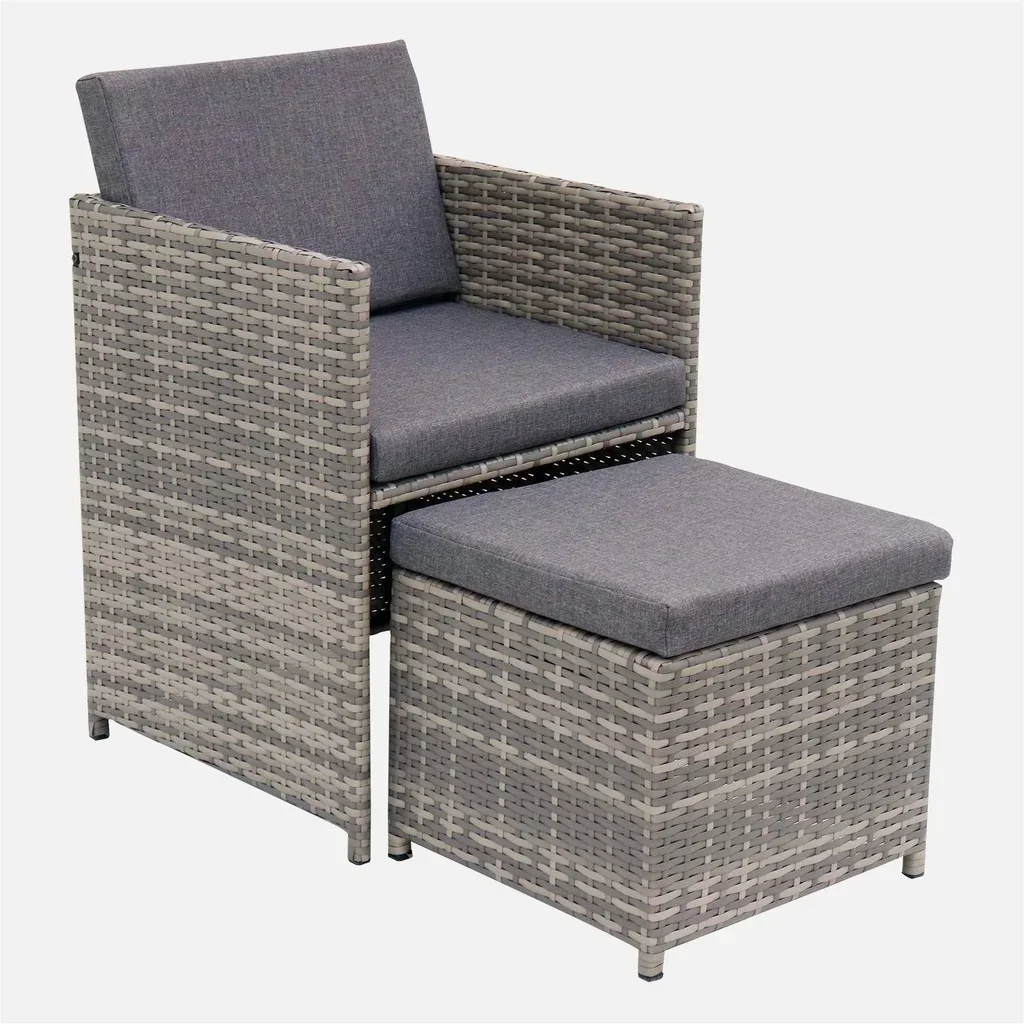 Set giardino tavolo 12 posti rattan sintetico grigio intrecciato mobili da esterno
