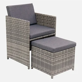 Set giardino tavolo 12 posti rattan sintetico grigio intrecciato mobili da esterno