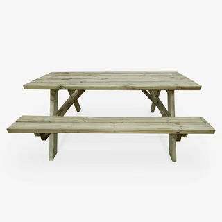 Table pique-nique bois pin avec bancs rabattables 6 personnes