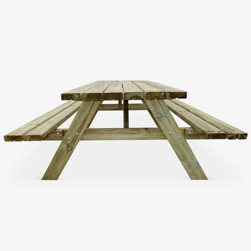 Table pique-nique bois pin avec bancs rabattables 6 personnes