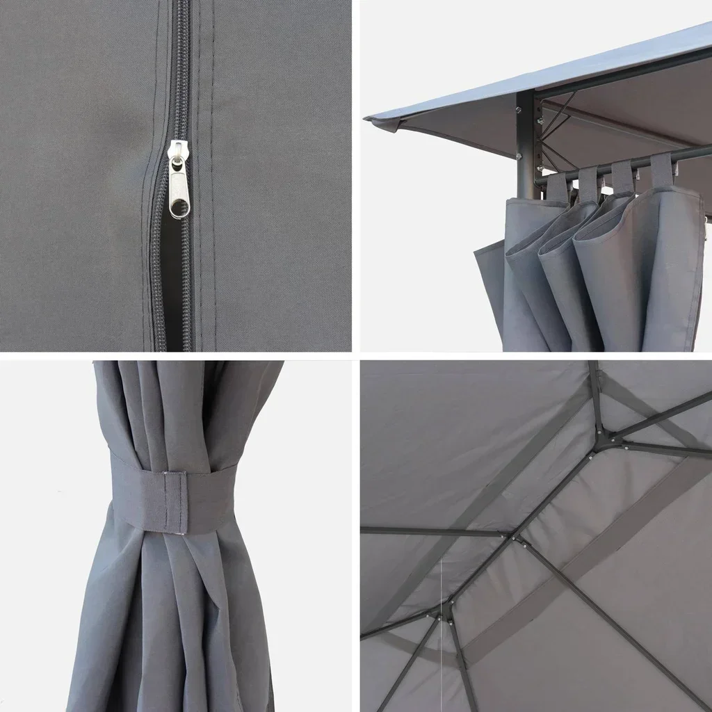 3x4m Divio Pavillon Dach und Seitenvorhänge Set wasserabweisendes Polyester