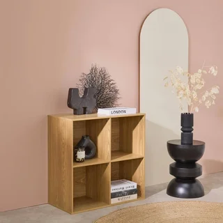 Étagère bibliothèque 4 casiers bois style scandinave rangement vertical Kompo