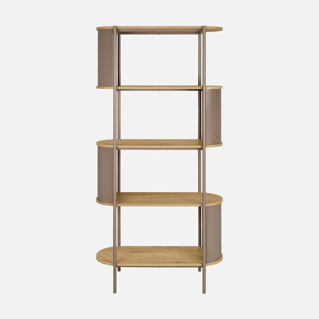 Bibliothèque 5 niveaux métal courbé et bois design Molto