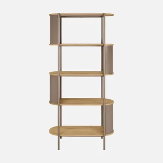 Bibliothèque 5 niveaux métal courbé et bois design Molto