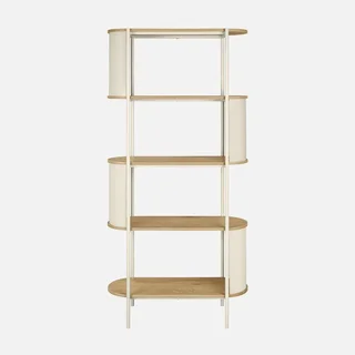 Bibliothèque design 5 niveaux métal courbé et bois décoratif Molto