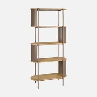 Bibliothèque 5 niveaux métal courbé et bois design Molto