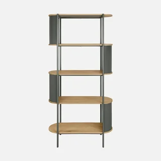Étagère bibliothèque 5 niveaux métal courbé et bois décoratif Molto