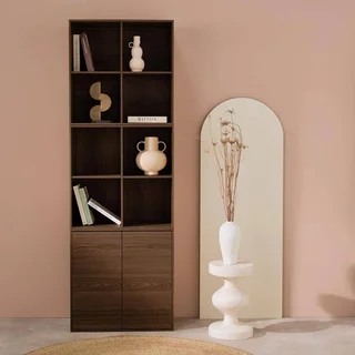 Modular wooden bookcase shelf 3 cubes 2 doors 8 compartments Kompo